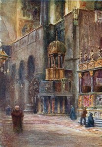 Venedig. Interiör, Markuskyrkan (litho i färg)