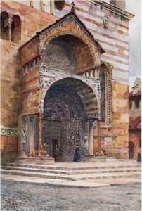 Verona. Katedralens veranda (färg litho)