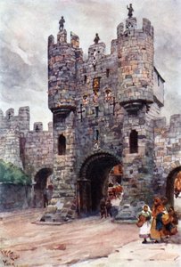 York, Micklegate Bar (färg litho) av William Wiehe Collins