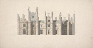Upphöjning av en föreslagen design för Cambridge Colleges av William Wilkins