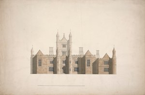 Upphöjning av en föreslagen design för Cambridge Colleges av William Wilkins