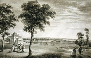Foots-Cray Place i Kent, säte för Bourchier Cleeve Esq. (1715-60) (gravyr) av William Woollett