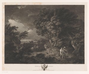 Stormigt landskap med Dido och Aeneas Dido och Aeneas (titel på objekt) av William Woollett