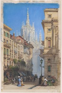 Duomo i Milano från en sidogata av William Wyld