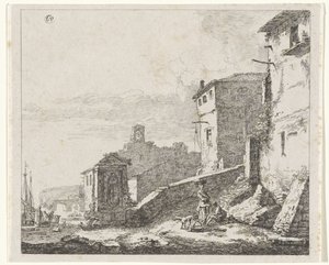 Utsikt över en by vid en hamn av William Young Ottley (possibly)