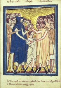 Joseph såldes av sina bröder, från en bok med bibelbilder, ca 1250