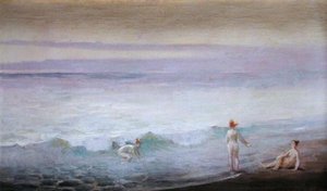 Kustscen med figurer (olja på duk) av William de Leftwich Dodge