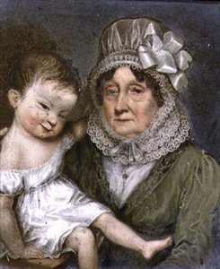 Mor till Agnes FitzHerbert med ett av hennes barnbarn, ca 1817 (skiffer)