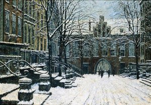 Mariacka Street, Gdansk i vinter, ca 1920 (olja på duk) av Willibald Werner