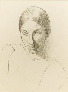 Självporträtt, ca 1923 (svart krita på papper)