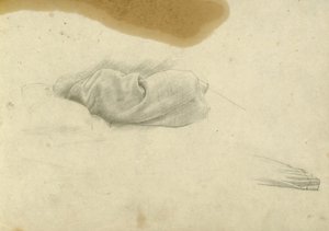 Studie för sovande kvinna för Santissima Trinita, ca 1924-30 (penna på papper)