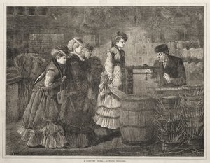 En lanthandel, man väger sig av Winslow Homer