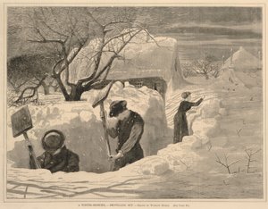 En vintermorgon--Shovelling Out, från Varje lördag, 14 januari 1871 av Winslow Homer