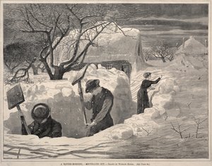 En vintermorgon – snöskottning av Winslow Homer