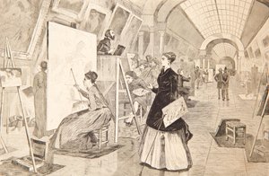 Konststudenter och kopierare i Louvren, Paris, 11 januari 1868 av Winslow Homer