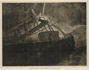 Till sjöss - att signalera till en förbipasserande ångbåt, från Every Saturday, 8 april 1871 av Winslow Homer