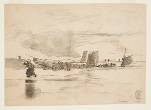 Strand vid lågvatten, Cullercoats, England av Winslow Homer