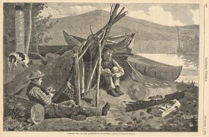 Camping ute i Adirondack Mountains, från Harper av Winslow Homer