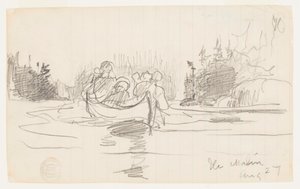 Kanot med tre män, Ile Maligne, Quebec av Winslow Homer