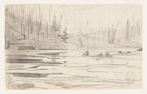 Kanoter på en sjö av Winslow Homer