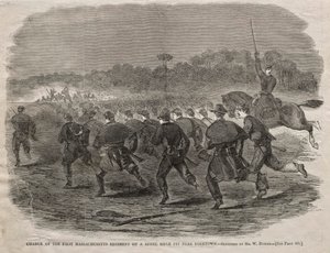 Ansvar för det första Massachusetts regementet på en rebellgevärsgrop nära Yorktown, 1862. av Winslow Homer