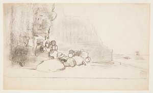 Barn som leker vid havet, Cullercoats, England av Winslow Homer