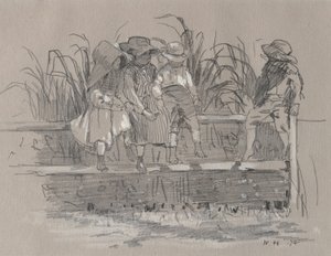 Barn som sitter på ett staket av Winslow Homer