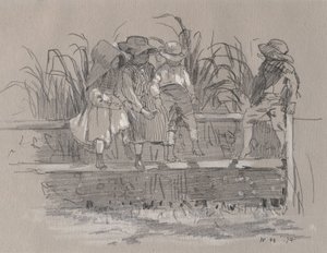 Barn som sitter på ett staket av Winslow Homer