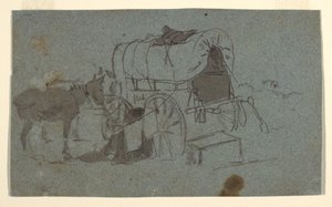 Teckning, En armévagn med mula, ca 1862 av Winslow Homer