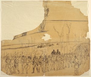 Teckning, En infanterikolonn på marsch, 1862 av Winslow Homer