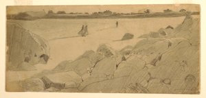 Ritning, stranden vid Marshfield, 1869-74 av Winslow Homer