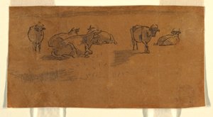 Teckning, Kor i en beteshage, ca 1872 av Winslow Homer