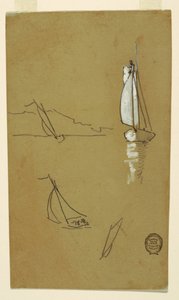 Teckning, Fyra skisser av slupar, 1880 av Winslow Homer