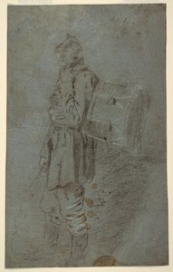 Teckning, sidovy av en trumslagare, ca 1864 av Winslow Homer