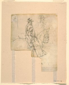 Teckning, sidovy av en beriden officer, 1862 av Winslow Homer