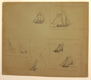 Teckning, Skisser av segelfartyg, 1881-82 av Winslow Homer