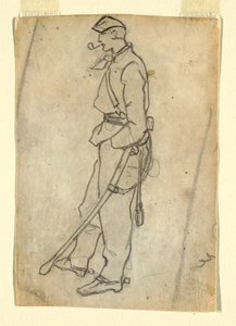Teckning, Soldat med svärd och pipa, 1862 av Winslow Homer
