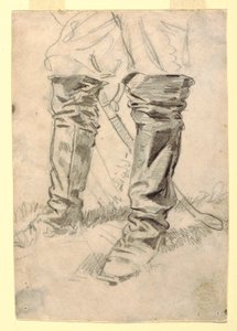 Teckning, studie av kavalleriofficerares kängor, 1862-64 av Winslow Homer