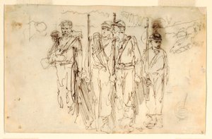 Teckning, De vandrande sårade, 1861-62 av Winslow Homer