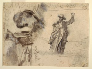 Drawing, Two Studies of a Sailor with Raised Arm (Studies for The Lookout-All