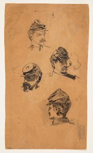 Fyra studier av soldathuvuden av Winslow Homer