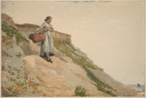 Flicka med en korg av Winslow Homer