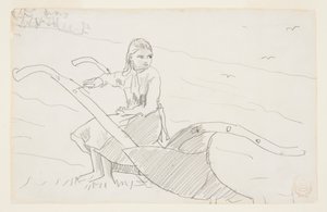 Flicka sitter på en plog av Winslow Homer