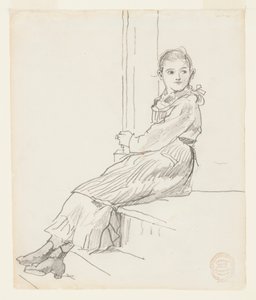 Flicka som sitter på en verandatrappa av Winslow Homer