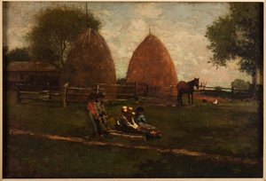 Höstackar och barn av Winslow Homer