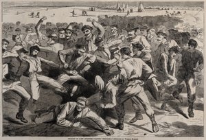 Ledighet i lägret - Soldater spelar "fotboll" av Winslow Homer
