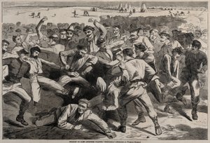 Semester i lägret - Soldater som spelar fotboll, 1865. av Winslow Homer