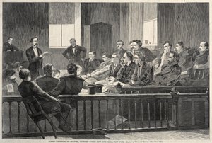 Jurymedlemmar lyssnar på advokaterna, Högsta domstolen, det nya stadshuset, New York av Winslow Homer