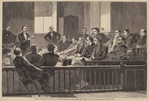 Jurors Listening to Counsel, Supreme Court, New City Hall, New York, publicerad 1869. av Winslow Homer