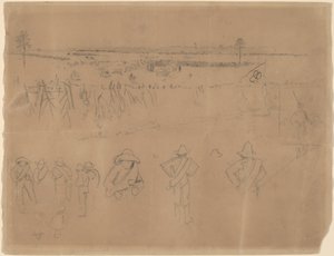 Uppställningar och skyttegravar [recto], 1864. av Winslow Homer